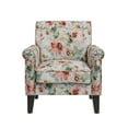 thumbnail image 3 of Homesvale Jean Rolled Arm Living Room Chair with Nailheads, Pastel Orange and Green Floral Polyester, 3 of 8