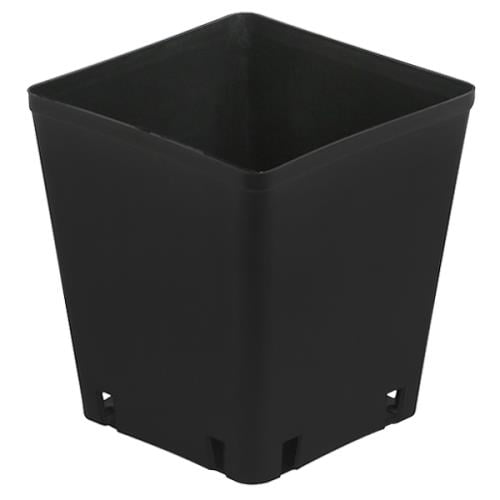 2 x Square 5.5 Litre Lt Plastic Plant Pots Square-Round Black Flower Pot 