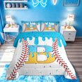 thumbnail image 2 of meiyoeat Ice Cream Baseball Full Size Comforter Sets for Girls, Blue Yellow Drip Monogrammed B Bedding Comforter Set, Polkadot Reversible, 3 Pieces, 1 Comforter and 2 Pillowcases, 2 of 6