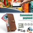 thumbnail image 6 of Allytech Zipper Wallet Case for Samsung Galaxy Z Fold3 with Wrist Strap & Shoulder Strap, Premium PU Leather Card Slots Kickstand Magnetic Clasp Shockproof Protective Cover Case - Brown, 6 of 9