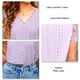 thumbnail image 4 of Blusa casual morada para mujer con mangas cortas y detalle calado, talla XL, escote en V, encaje y crochet, 4 of 5