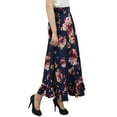 thumbnail image 2 of Phagun Cotton Ruffled Self Belt Floral Printed Magic Women's Wrap Skirt-Navy Blue, 2 of 6