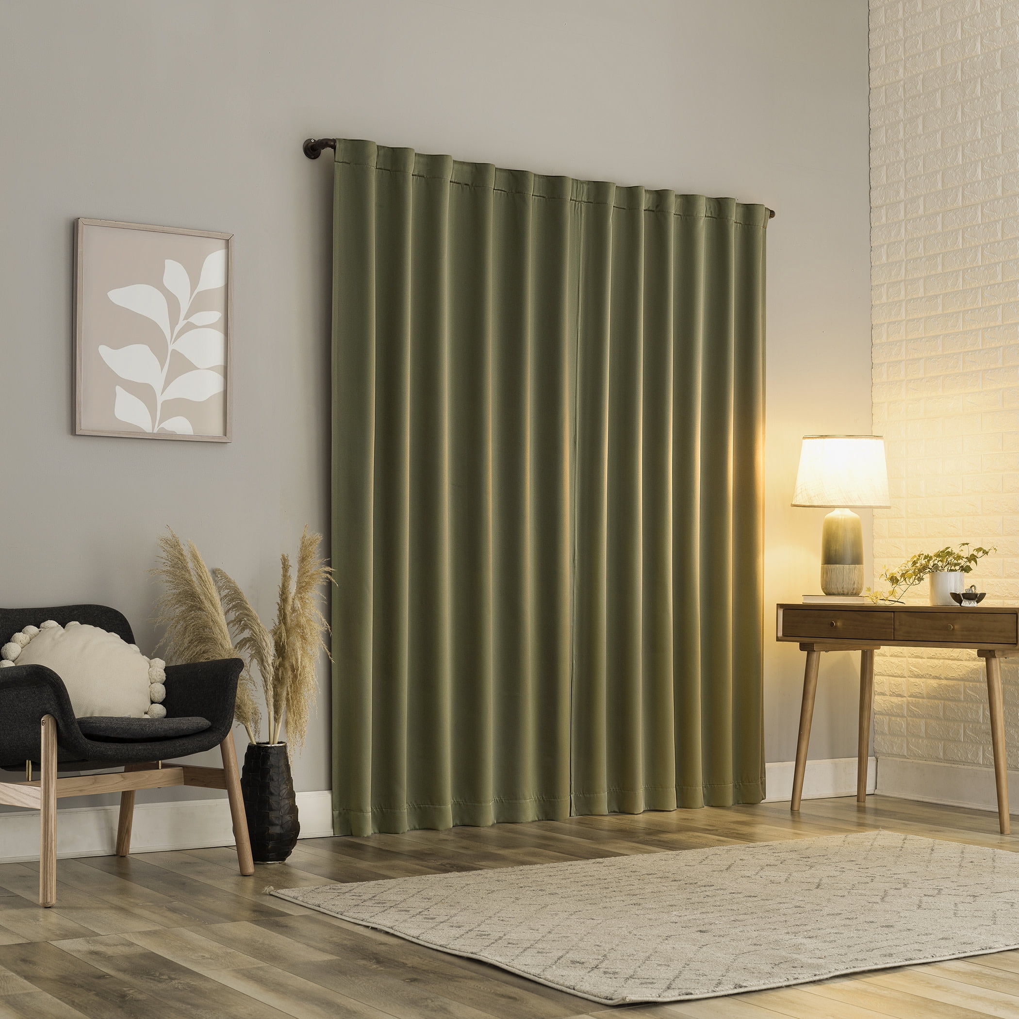 Sun Zero Aria 2-pack Magnetic Closure Theater Grade 100% Blackout Back Tab/Rod Pocket Curtain Panel Pair, 52"W x 96"L, Sage Green