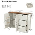 thumbnail image 6 of ​​54.5" White Farmhouse Kitchen Island with Power Outlet & Drop Leaf - Mobile Storage Cart with Spice Rack, Wheels for Home & Dining Room, 6 of 10