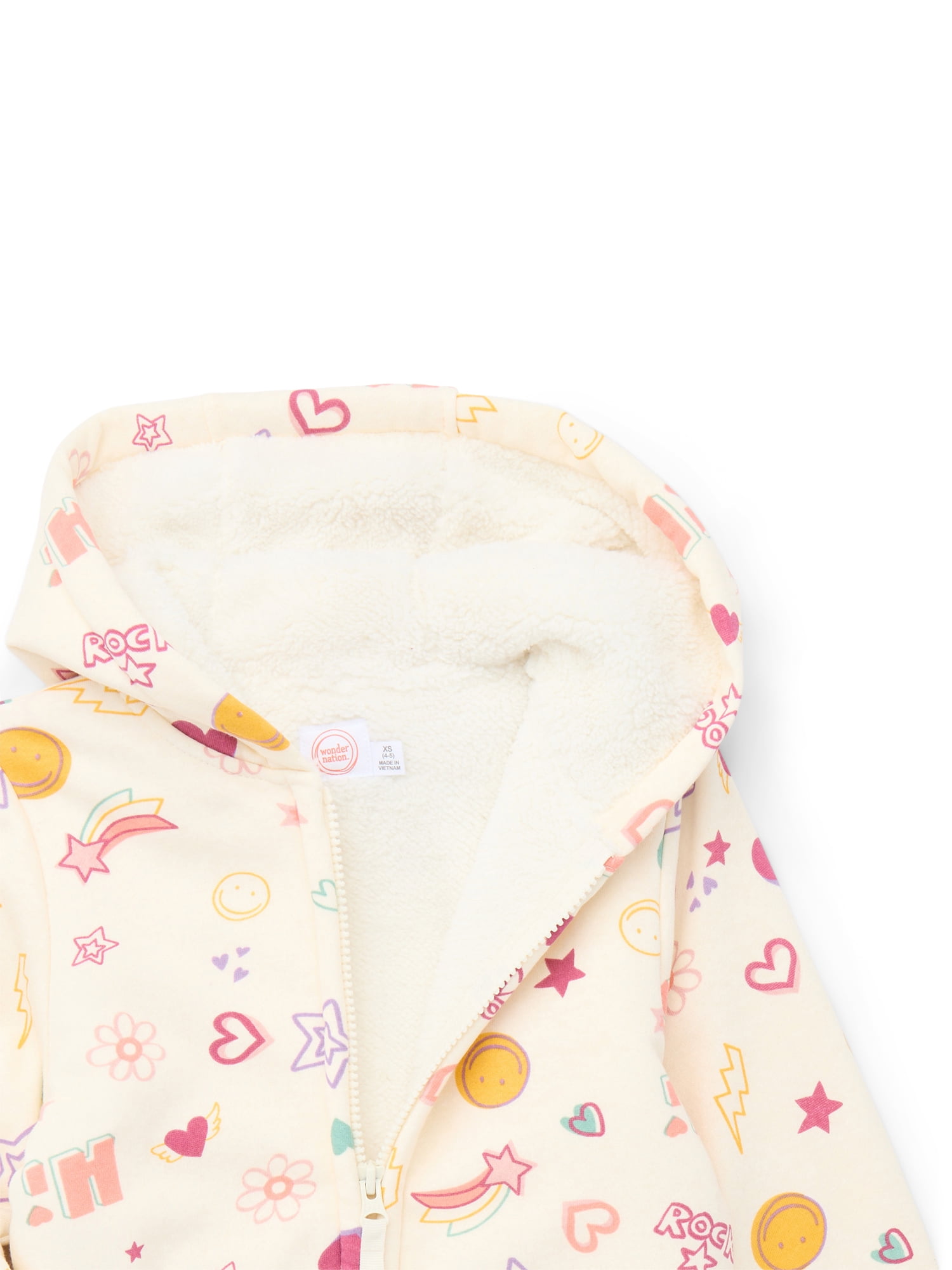 Wonder Nation Girls Kids Tough Fully Lined Zip Hoodie Jacket, Sizes 4-18 & Plus