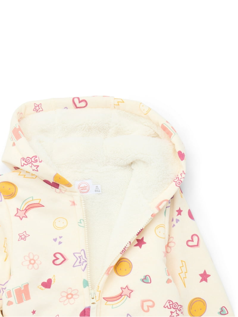 Wonder Nation Girls Kids Tough Fully Lined Zip Hoodie Jacket