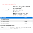 thumbnail image 2 of Grille Shell - Compatible with 2013 - 2016 Ford Fusion 2014 2015, 2 of 2