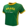 thumbnail image 4 of Trendfront Womens Brasil Graphic Crop Top Y2K Baby Tee Fitted Slim Fit Crewneck Football Fan Stadium Chic Match Day Going Out Streetwear Tops, 4 of 5