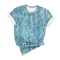 thumbnail image 2 of Fiudx Camisas para Mujer Top de Cuello Redondo de Manga Corta Estampado Casual de Moda de Verano para Mujer, 2 of 4