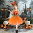 thumbnail image 2 of OGLCCG Girls Pumpkin Costume Kids Sleeveless Birthday Party Lace Tute Dress Fashion All Saints' Day Outfits 3-12 Years, 2 of 7