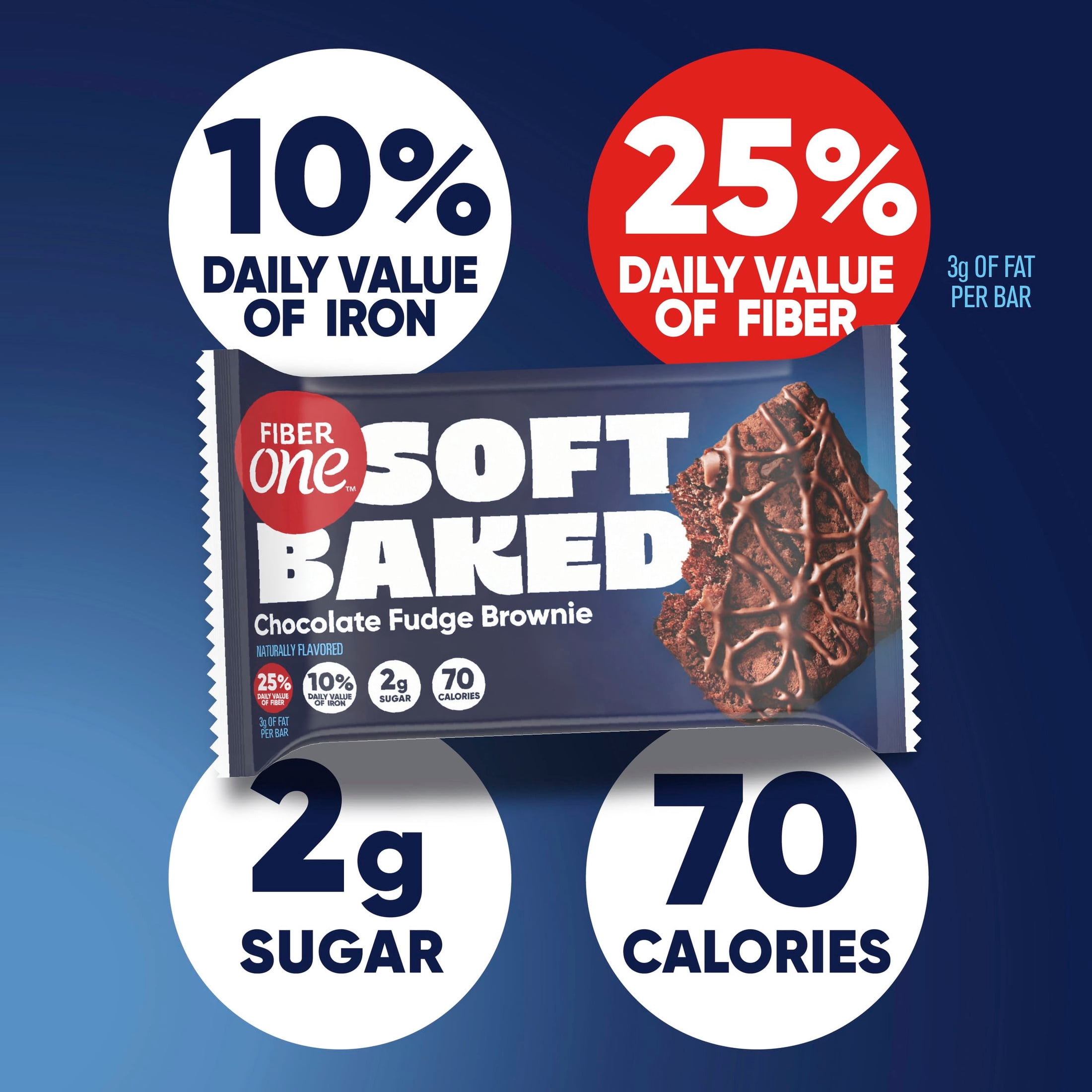 Fiber One Soft Baked Chocolate Fudge Brownies, Fiber Snacks, 6 Ct, 5.34 oz