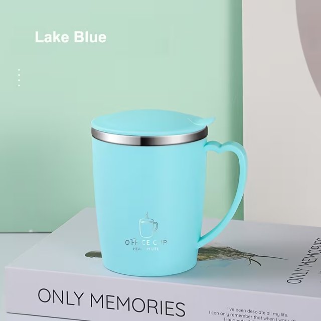 Taza de agua con aislamiento térmico de doble capa de acero inoxidable 304, taza de café colorida de doble capa