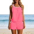 thumbnail image 4 of SOOMLON Tankini Women Plus Size Crew Neck Sleeveless Paddded Swimsuit with Boy Shorts Solid Color Summer Beach Swimwear, 4 of 9