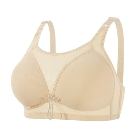 Crunowin Women s Adjustable Bra  Solid Color Breathable Plus Size Soft Comfort Full Coverage Underwear Beige L