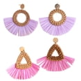thumbnail image 1 of 2 pares de pendientes de ratán, pendientes bohemios trenzados con borlas geométricas ligeras, pendientes trenzados de hierba hechos a mano para mujer, 1 of 5