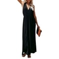 thumbnail image 3 of Enwejyy Women Summer Holiday Bohemian Beach Style Sleeveless Halter Neck Shift Maxi Dresses, 3 of 4