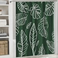 thumbnail image 6 of Orinice Tropical Palm Leaves Shower Curtain Abstract Dark Green White Plants Leaf Line Arts Boho Botanical Minimalist Banana Monstera Jungle Rainforest Nature Fabric Bath Curtain Set with Hook 69x72, 6 of 7