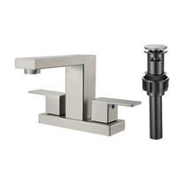 Cobbe Modern Two Hole Centerset 4-Inch 2-handle Bathroom Faucet with Pop Up Drain Assembly Brushed Nickel