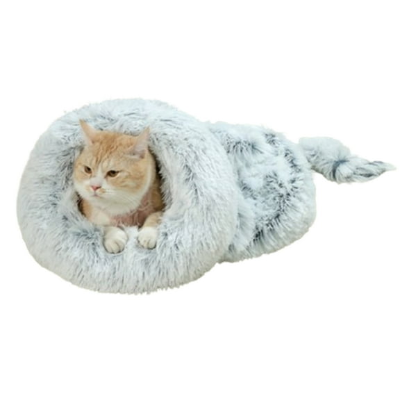 Bxaolu Cat Sleeping Bag, Pet Hideway Sleeping Cuddle Cave, Soft Plush Cat Winter Sleeping Bag Bed, Cosy Pet Snuggle Sack for Cats,Puppy,Kitten( Gray, 20 × 21 inches)