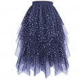 thumbnail image 2 of Tulle Skirts for Women Glitter Sequin Elastic Waist Layered Mesh Flowy Asymmetrical Puffy Skirt Fairy Skirt Midi Tutu Skirts, 2 of 3
