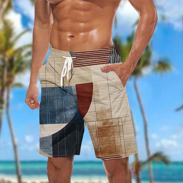Sentmoon Mens Golf Shorts Summer Graphic Print Drawstring Elastic High Waist Lightweight Swim Shorts Side Pockets Straight Wide Leg Board Shorts Trendy Father for Weekend Outings Navy XXXL