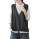 thumbnail image 2 of Qarigey Suéteres Chaleco Cuello en V Gris oscuro Sin mangas Pecho Chaleco Ropa Mujeres Damas Niñas Primavera Vestir Accesorio Camisetas sin mangas, 2 of 6