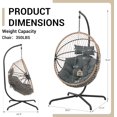 thumbnail image 2 of Oversized Egg Swing Chair with Stand, Hanging Swing Chair, Foldable Hammock Chair with Steel Frame, 350LBS Capacity for Patio Garden Bedroom, Beige, 2 of 13