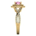 thumbnail image 3 of 1.3125 ct Round Cut Simulated Pink Diamond with Simulated Diamond Halo Accents 18K Yellow Gold Womens Engagement Ring, 3 of 5