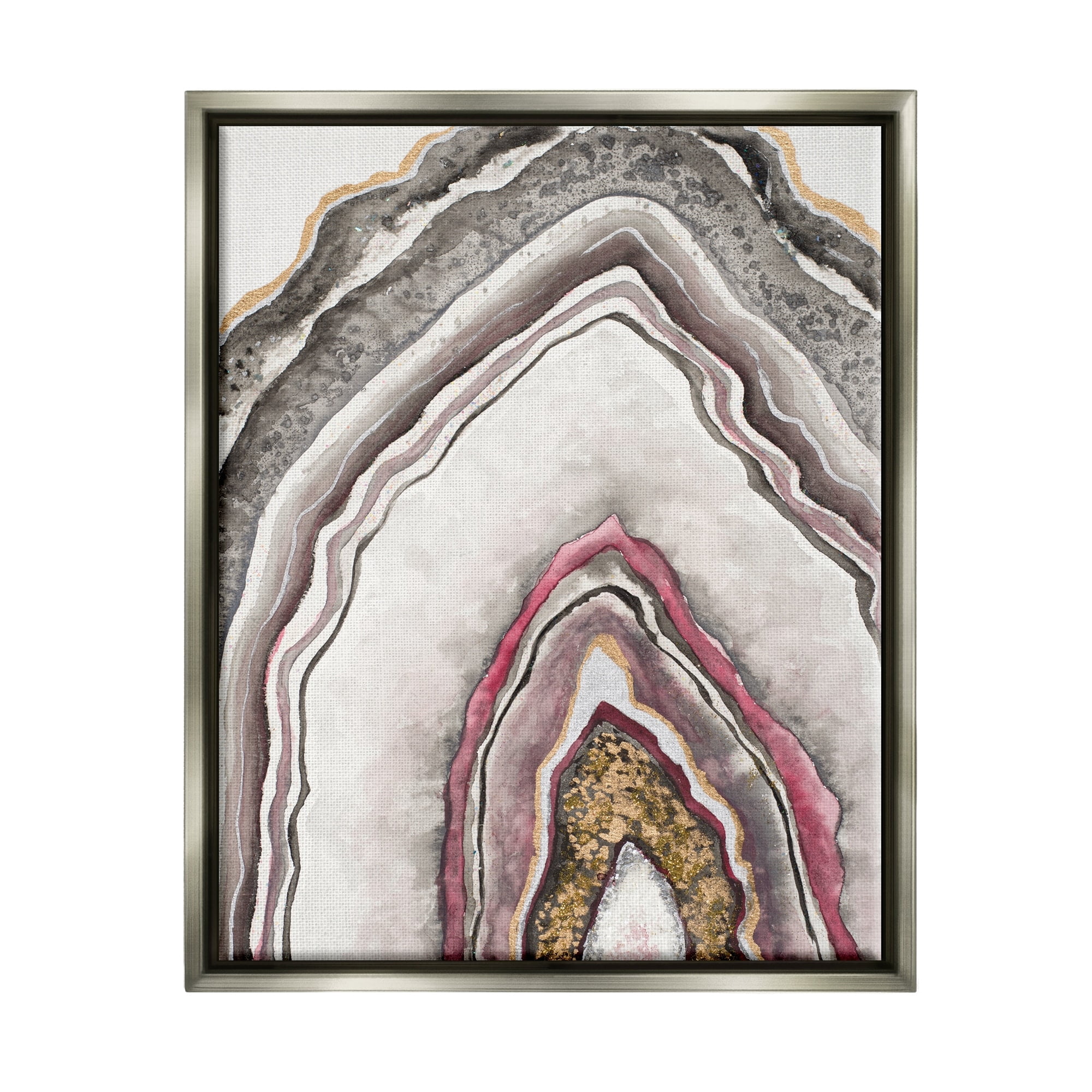 Stupell Industries Pink Neutral Geode Rock Arch Pattern Abstract Luster Gray Framed Floating Canvas Wall Art, 24x30, by Tiffany Hakimipour
