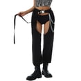 thumbnail image 3 of Wangsaura Women?s Solid Color High Waist Crotchless Trousers with Chain  Belt, 3 of 9