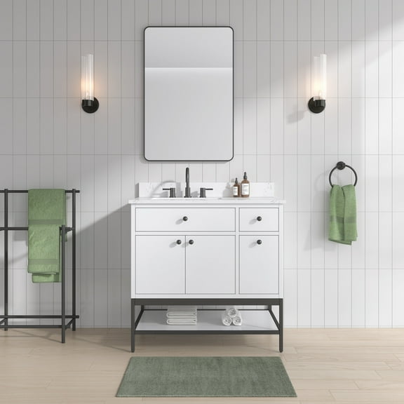 Avanity Paisley-Vs36 Paisley 36" Free Standing Single Basin Vanity Set - White