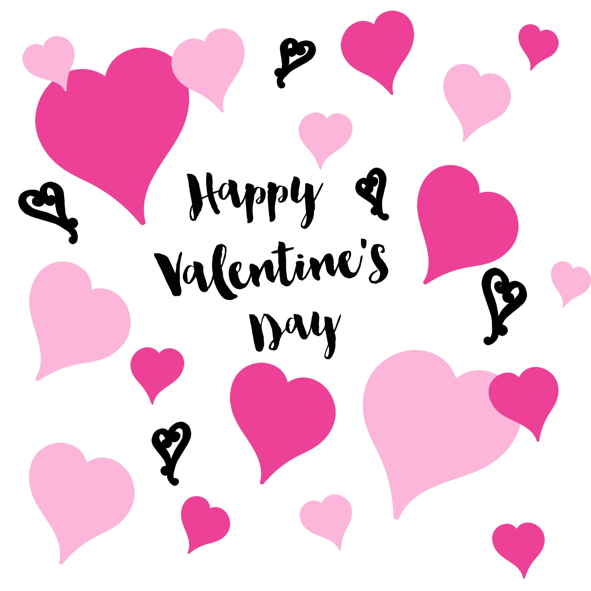 Happy Valentine’s Day Pink Hearts & Words Wall Decal Stickers (23