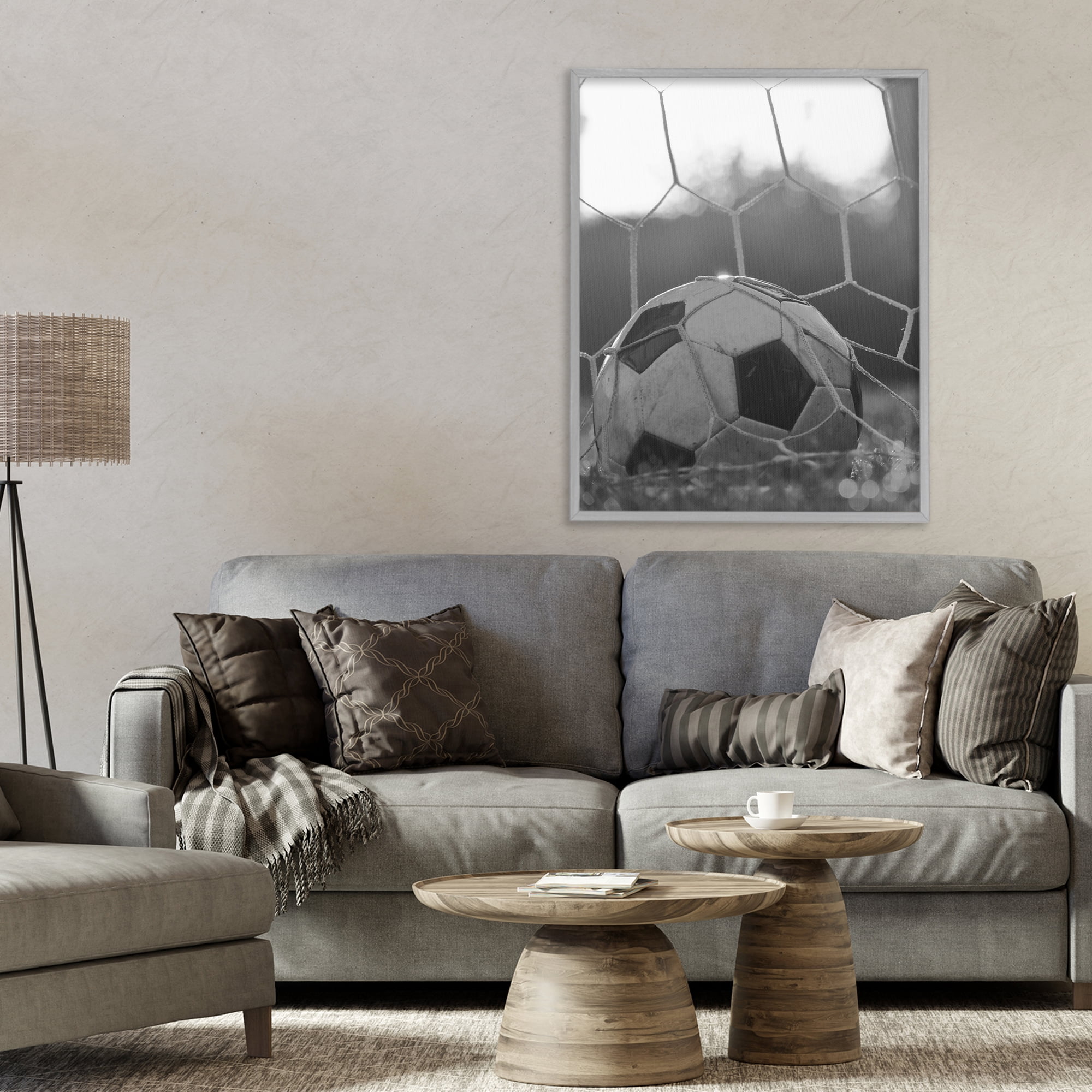Stupell Industries Soccer Goal Score Gray Framed Giclee Art, design by Marcus Prime