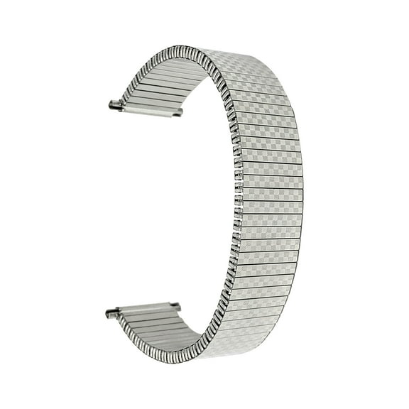 Bandini Silver Tone Mens 18mm Stainless Steel Stretch Metal Replacement Expansion Watch Band, Metal Stretch Strap - Compatible with Traditional and Smart Watches