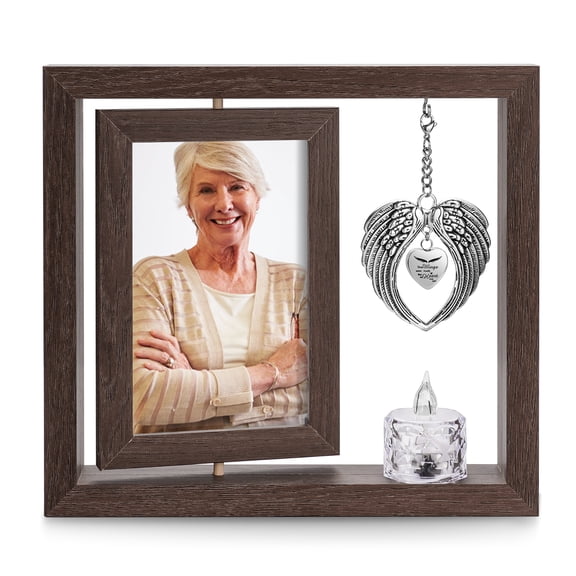 XIUDA Sympathy Gifts Memorial Picture Frame for Loss of Loved One - Memorial Gifts for Loss of Mom, Rotate Display for Two 4x6 Photo