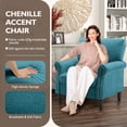 thumbnail image 3 of BedLuxury Mid-Century Accent Chair,Modern Chenille Fabric Armchair for Living Room,Single Sofa Chair with Wood Legs (Green, 1 Pack), 3 of 6