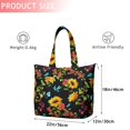 thumbnail image 4 of Black Colorful Flower Leaf Sunflower Pattern Travel Tote Bags for Women Carry On,Large Weekender Bags for Women Travel,Multi Functional Duffle Bag for Work,Shopping,Sports, 4 of 5