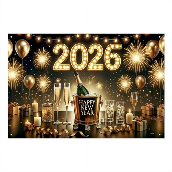 Happy New Year Banner - 59x39 inch | Happy New Year 2026 Banner for New Years Decorations