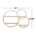 thumbnail image 4 of DecMode Contemporary Three Ring Metal Wall Shelf with Metallic Gold Finish, 37"W x 26"H, 4 of 14