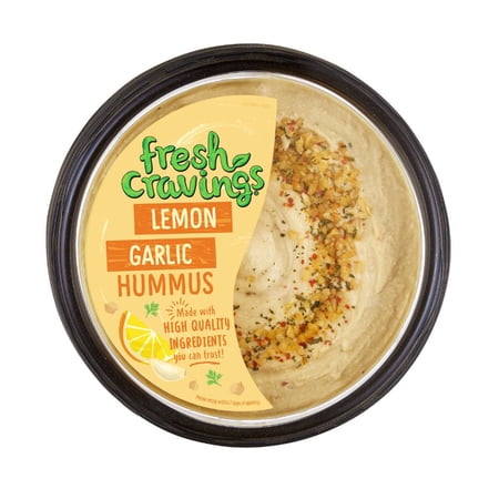 Fresh Cravings Lemon Garlic Hummus Dip, 10 oz. Plastic Tub, Gluten-Free, 2 Tbsp (32g), Contains: Sesame