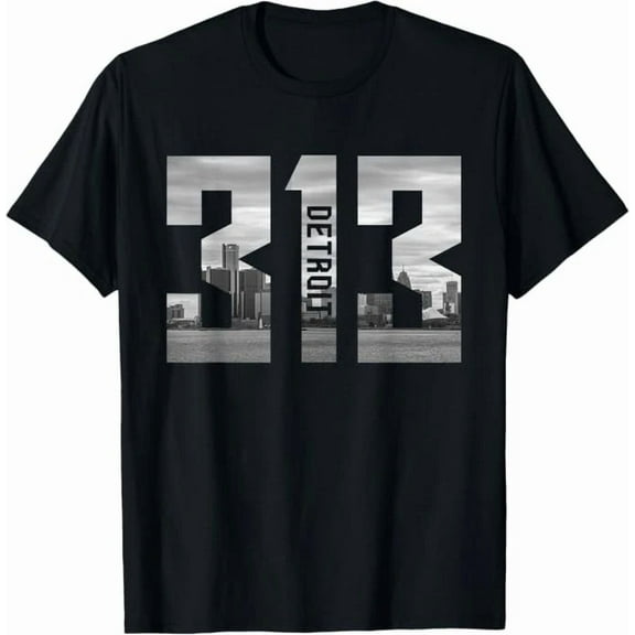 Vintage Detroit Michigan 313 Area Code Skyline Souvenir Unisex T-Shirt
