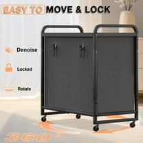 Laundry Sorter 3 Section, 60 Gal (230L) Laundry Hamper Cart with Rolling Lockable Wheels and Sturdy Metal Handle, Rolling Clothes Hamper with Removable Bag for Laundry Room and Bedroom - Black