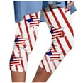 thumbnail image 2 of QATAINLAV 4th of July Outfits Womens Capri Leggings Star Stripe American Flag Bottom Tight Summer Casual Compression Running Workout Yoga Pants Cropped Legging Todays Daily Deals White XL, 2 of 6