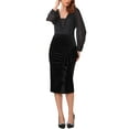 thumbnail image 2 of INSPIRE CHIC Women's Velvet Skirt Ruched High Waist Bodycon Formal Evening Cocktail Midi Pencil Skirts S Black, 2 of 6
