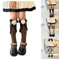 thumbnail image 2 of Kids Girls Knee High Socks Japanese JK Cute Camellia Bowknot Cotton School Uniform Long Tube Socks Over Calf Socks, 2 of 8