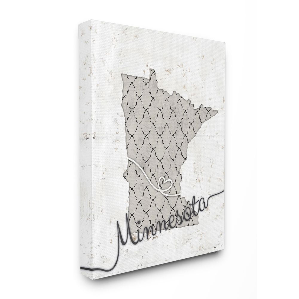 Stupell Industries Minnesota Patterned Grey US State Design Canvas Wall Art by Ziwei Li