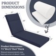 thumbnail image 3 of Snubbull Outdoor Chaise Lounge Cushions, with High-Density Foam, Ties Waterproof & Fade Resistant for Lawn and Pool Lounge Chairs, 72x21x4 inch, Navy Blue, 3 of 6