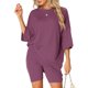 thumbnail image 1 of Conjunto de lounge oversized INSPIRE CHIC para mujer, sudaderas de entrenamiento, camiseta con pantalones cortos de ciclista, conjuntos 2XL púrpura rojo, 1 of 6