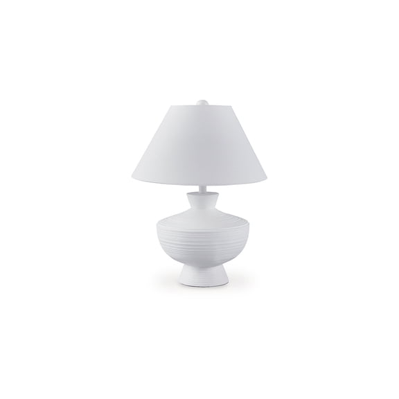 Signature Design by Ashley Harelwood Poly Table Lamp, Sanded White Finish, 24" Height, Empire Shade