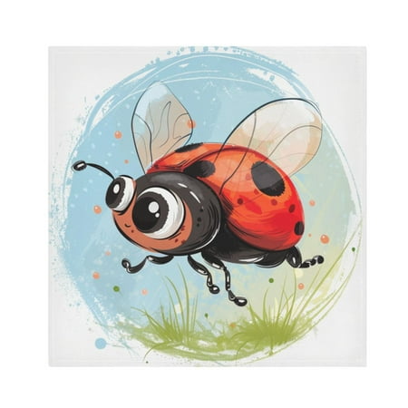 

JSTEL Cute Lady Bug Cartoon Cloth Napkins Set of 6 20x20 Inch Washable and Reusable Napkin for Decoupage Dinner Party Everyday Use